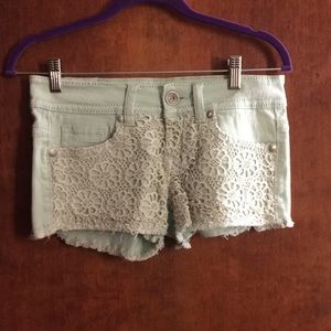 Mint Embroidered Jean Shorts